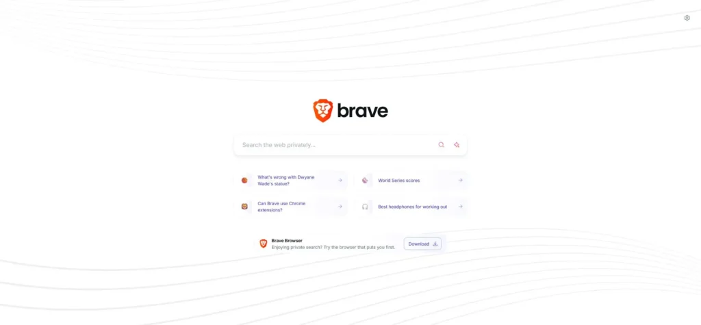 Brave Search homepage