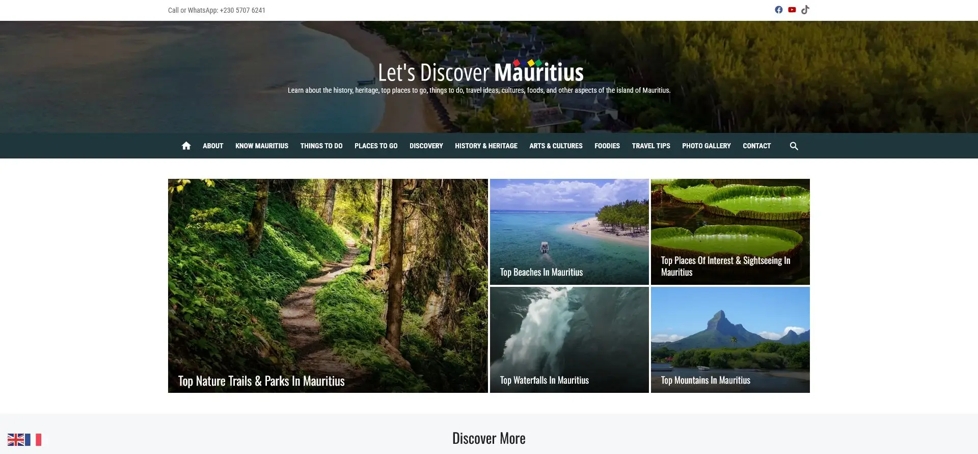 Let's Discover Mauritius homepage